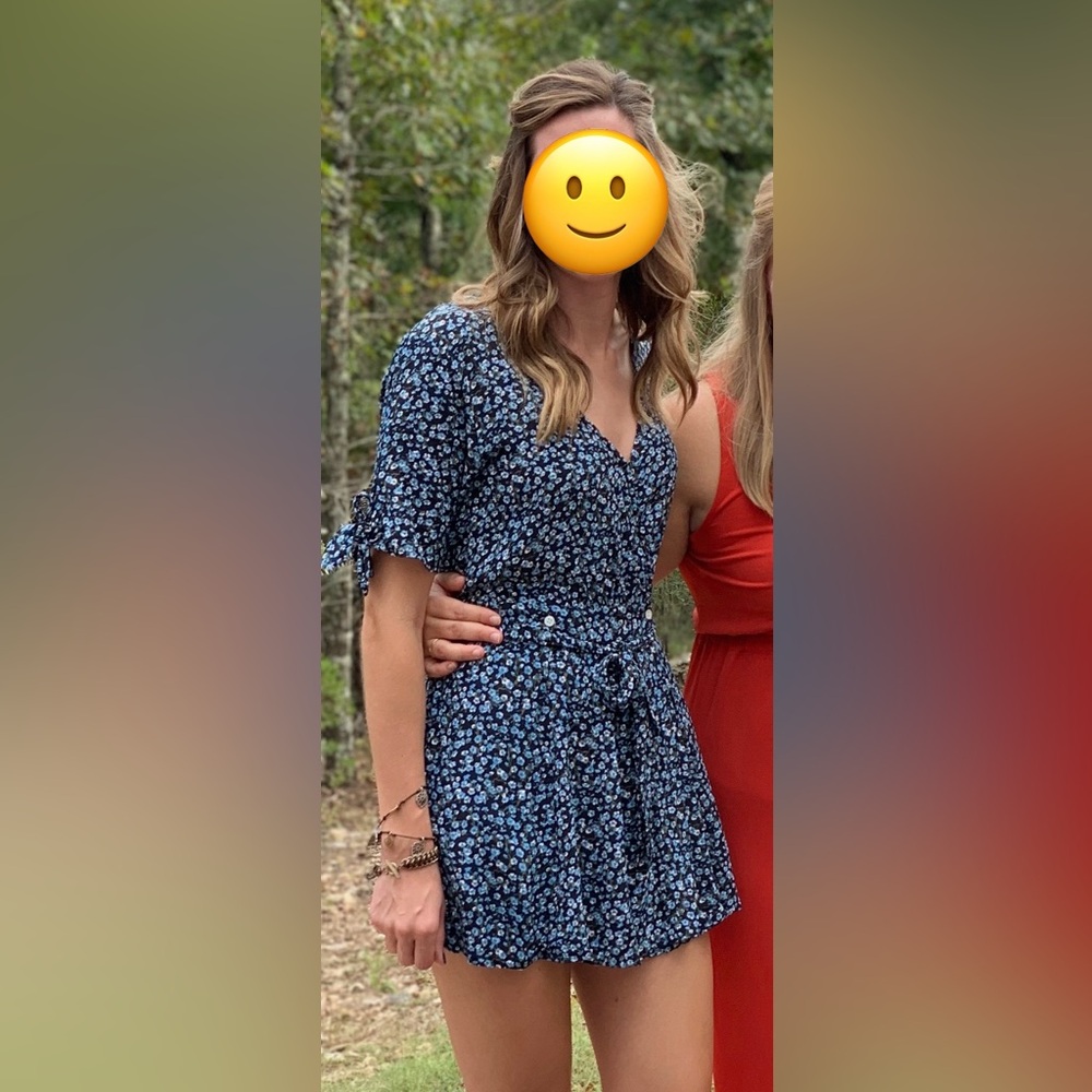 Faithfull the Brand Floral Blue Wrap Dress